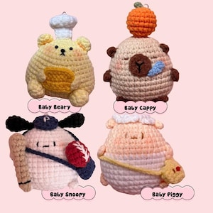 Handmade Amigurumi Animal Keychain – Cute Crochet Plush Bag Charms, Purse Accessories, Gift for Friends, Gift for Kids, Crochet Keychain