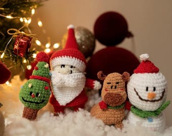 4in1 Christmas Crochet Patterns PDF – Santa, Reindeer, Christmas Tree & Snowman