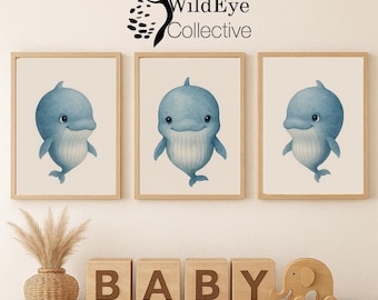 Gentle Giant: baby walvis muurkunst voor kinderkamer