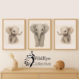 Entzückender Baby Elefant im Aquarell / Safari Kinderzimmer Druck / Digital Download / Baby Bild