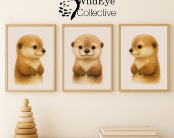 Cuddly & Playful: Baby Otter Nursery Print