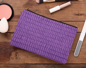 Bolsa para Acessórios Geométrica Roxa | Bolsa Moderna para Maquiagem, Viagem e Lápis