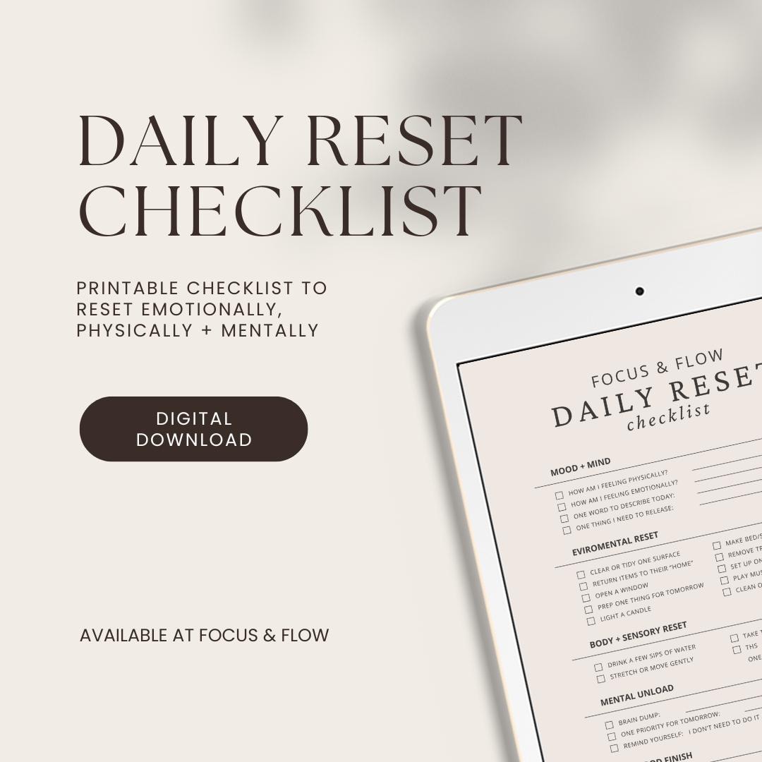 Def Reset Checklist.pdf Daily Reset Checklist | Printable ADHD Routine Tracker | Gentle Self ...