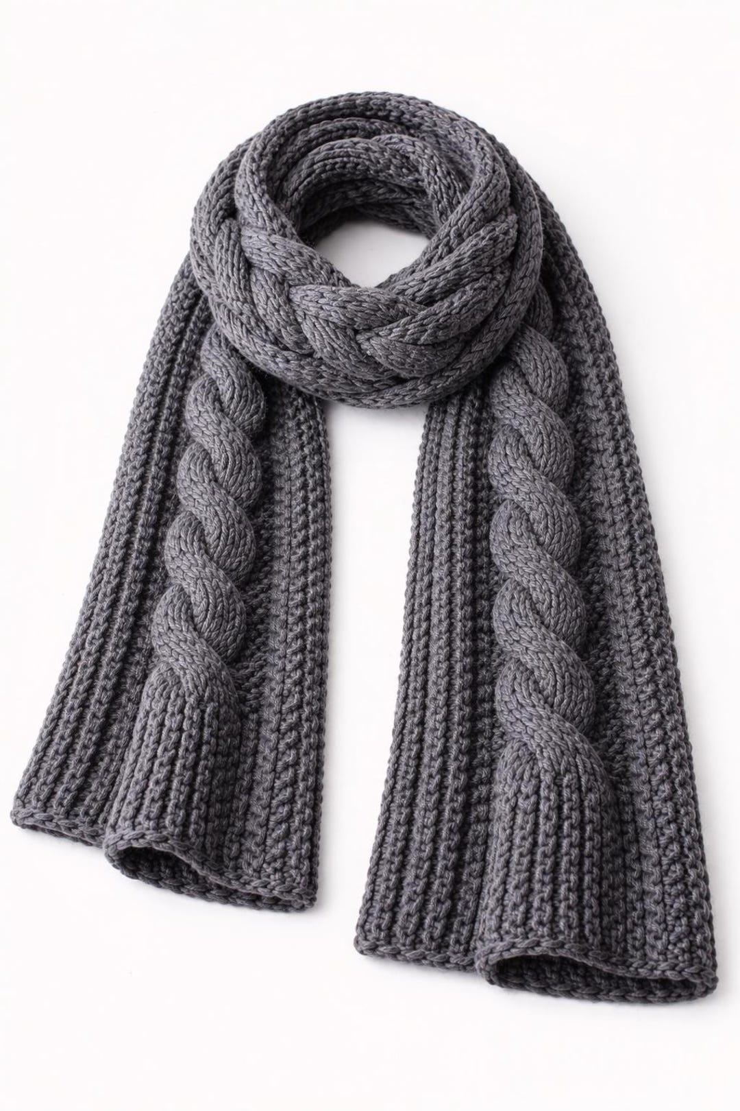 Braided Cable Knit Scarf Pattern | Chunky Bulky Wool PDF Multilingual ...