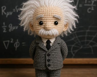 Patrón de amigurumi de Einstein: Muñeco científico hecho a crochet (multilingüe)