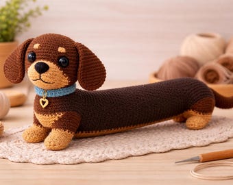 Dachshund Amigurumi Crochet Pattern: Realistic Sausage Dog Plushie (Digital Download)