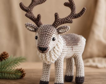 Patrón de ganchillo de ciervo realista / Reno amigurumi del bosque (descarga en PDF)