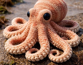Realistic 3D Octopus Crochet Pattern, Multilingual Amigurumi Tutorial (PDF Download)