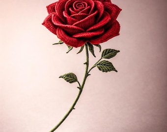 Micro Crochet Rose Pattern | Realistic Stemmed Flower Tutorial (PDF Download)