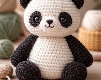 Chunky Panda Crochet Pattern, Amigurumi Bear Tutorial, Kawaii Plushie DIY (PDF Download)