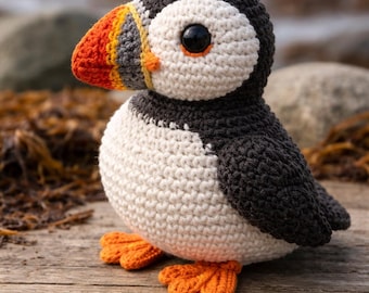 Crochet Puffin PDF Pattern | Realistic Amigurumi Ocean Animal Plushie (Digital Download)