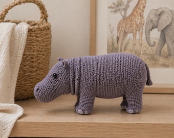 Patrón de ganchillo de hipopótamo realista / Tutorial de amigurumi realista (descarga en PDF)
