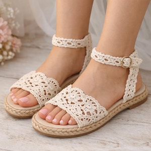 Boho Sandal Pattern | Crochet Lace Espadrilles | DIY Summer Footwear PDF | Multilingual Instructions