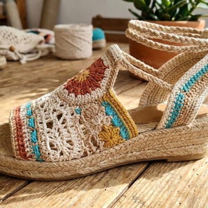 Sunburst Espadrille Pattern Boho Crochet Sandal Multilingual Tutorial DIY Summer Footwear Instruction