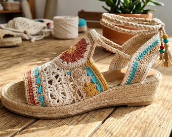 Sunburst Espadrille Pattern Boho Crochet Sandal Multilingual Tutorial DIY Summer Footwear Instruction
