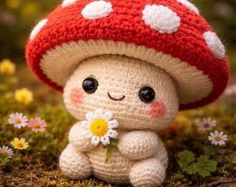 Mushroom Sprite DIY Crochet Pattern | Multilingual Amigurumi Toadstool Forest Fairy Friend PDF