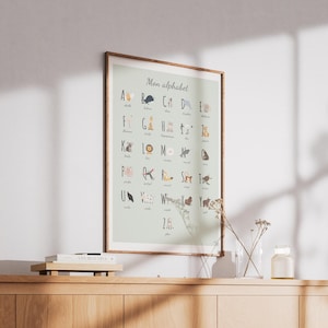 Poster dell'alfabeto con gli animali per bambini - Idea regalo per la nascita, poster educativo, decorazione per la camera da letto