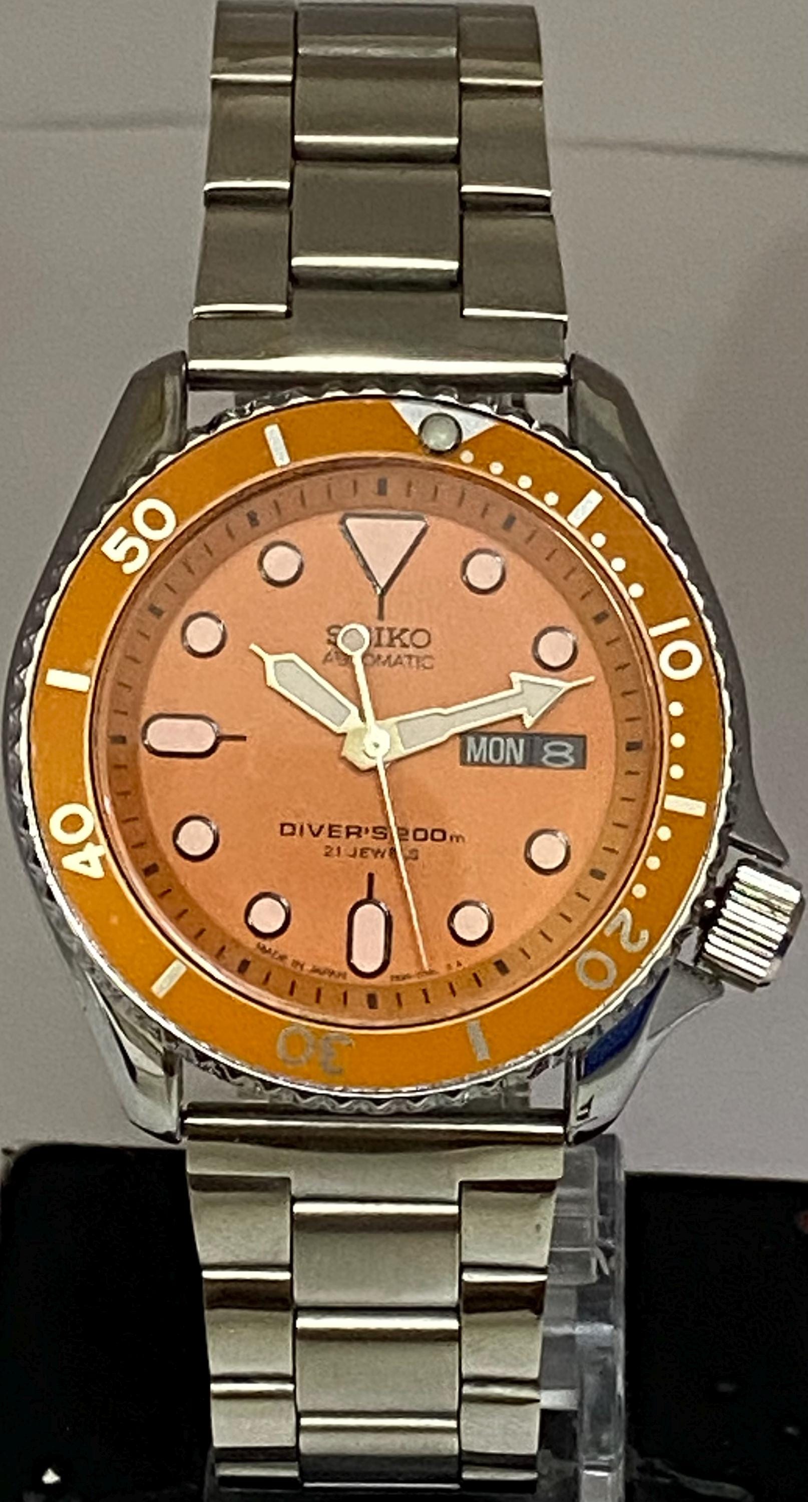Vintage Seiko Diver Automatic Watch, Orange Dial, 21 Jewels - Etsy