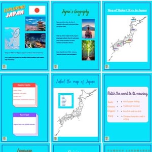 Exploring Japan Unit | Colorful Digital Worksheet Pack |  Geography & Culture Activities PDF | Grades 7–9 Social Studies
