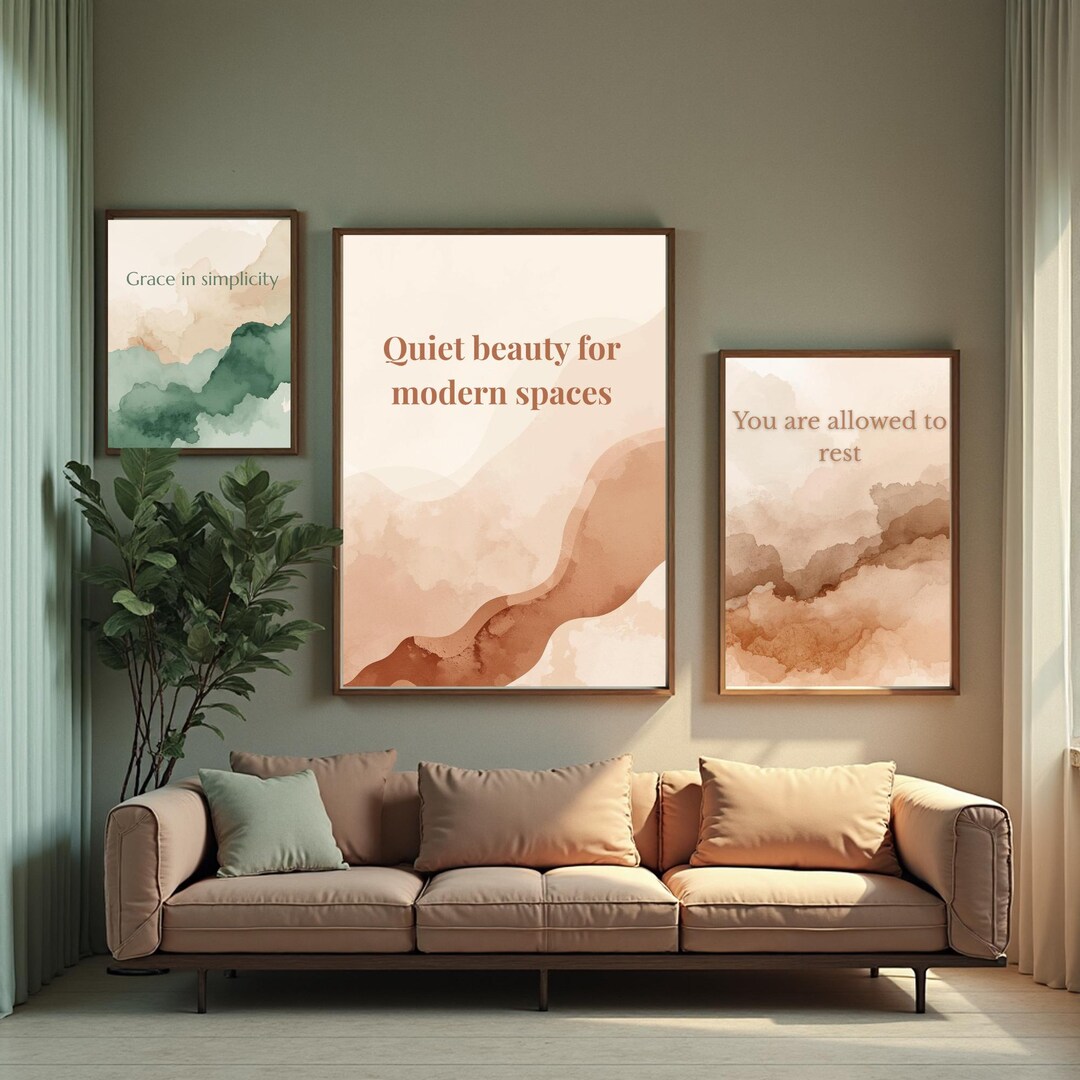 Calm Quote Print Set – Minimalist Printable Wall Art for Neutral ...