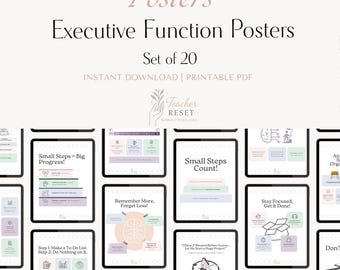 Executive Function Posters | Coaching | Teacher Wellbeing | Burnout | Performance | Organisation | Productivity | Digital Download | ADHD