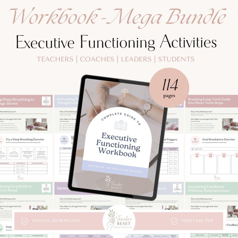 Executive Functioning Workbook | Mega Activity Bundle | Teacher Wellbeing | Coaching | Performance | Leadership | Student Resource | Course image 1