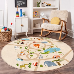 Safari Adventure Kids Rug: Interactive Play Mat, Playroom Decor