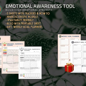 Emotional Awareness Journal: Self-Reflection, Mood Tracker (Digital & Printable PDF)