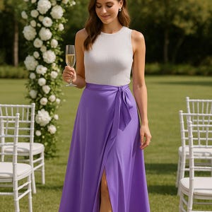 Custom Satin Wrap Skirt: Adjustable Midi Skirt - 20+ Colors