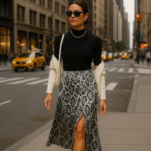 Custom Satin Wrap Skirt: Adjustable A-Line Midi Skirt
