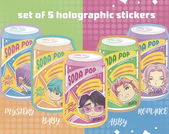 Saja Boys Sticker Set / KPOP demon hunters / Soda Pop / Jinu, Baby, Abby, Mystery, Romance / Holographic Stickers