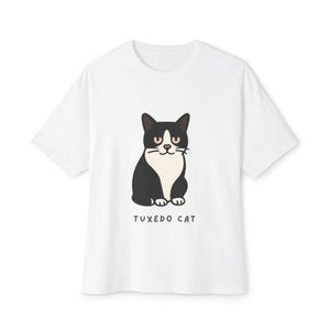 Tuxedo Cat Shirt Cute Cartoon Cat Tee for Cat Lovers