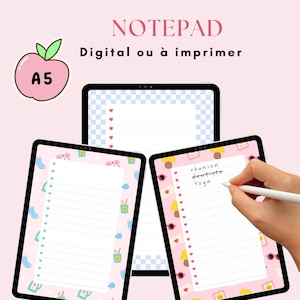 Notatnik do druku lub w wersji cyfrowej i lista zadań do wykonania, 20 stron A5 w formacie PDF, pastelowe artykuły piśmiennicze, planer Goodnotes Notability i wiele więcej