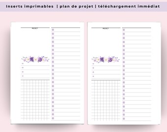 A5 Printable Agenda Insert – Weekly Planner, Floral Notes Page – Digital PDF File – Sweet Stationery Refill Planner