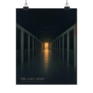 The Last Light Closing-Time Corridor Poster | Moody Shelter Hallway Art, Cinematic Wall Decor