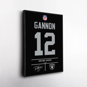 Rich Gannon Oakland Raiders Jersey Art, NFL Wall Decor, Canvas Print, Framed Poster, Football Fan Decor, Sports Room