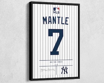 Mickey Mantle Jersey Art New York Yankees MLB  Wall Art Home Decor Hand Made Framed Poster Canvas Print