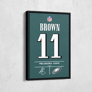 A. J. Brown Jersey Art Philadelphia Eagles NFL Wall Art Home Decor Hand Made Poster Canvas Print