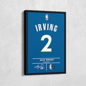 Kyrie Irving Jersey Art Dallas Mavericks NBA Wall Art Home Decor Hand Made Poster Canvas Print