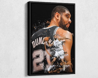 Tim Duncan Poster San Antonio Spurs NBA Artwork Framed Wall Art Canvas Print Home Decor