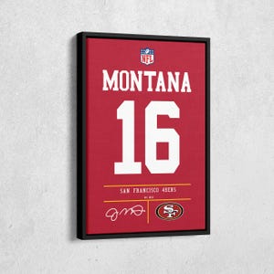 Joe Montana Jersey Art San Francisco 49ers NFL Wall Art Home Decor Hand Made Poster Canvas Print