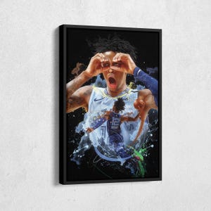 Ja Morant Poster Memphis Grizzlies NBA Artwork Framed Wall Art Canvas Print Home Decor