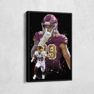 Chase Young Poster Washington Commanders NFL Artwork Framed Poster Wall Art Canvas Print Home Decor