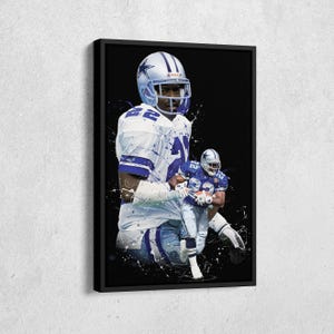 Emmitt Smith Poster Dallas Cowboys NFL Artwork Framed Poster Wall Art Canvas Print Home Decor