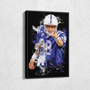 Peyton Manning Poster Indianapolis Colts NFL Artwork Framed Wall Art Canvas Print Home Decor