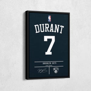 Kevin Durant Jersey Art Brooklyn Nets NBA Wall Art Home Decor Hand Made Poster Canvas Print