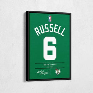 Bill Russell Jersey Art Boston Celtics NBA Wall Art Home Decor Hand Made Poster Canvas Print