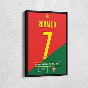 Cristiano Ronaldo Jersey Art Portugal Soccer Wall Art Home Decor Hand Made Poster Canvas Print