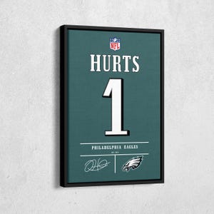 Jalen Hurts Philadelphia Eagles NFL Jersey Art - Canvas Print Wall Decor, Football Fan Gift, Home Decor for Eagles Fans