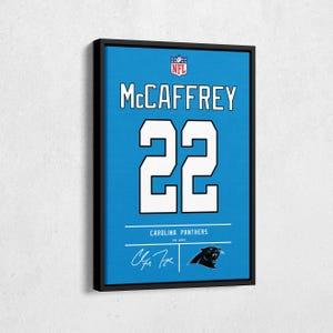 Christian McCaffrey Jersey Art Carolina Panthers NFL Wall Art Home Decor Hand Made Poster Canvas Print